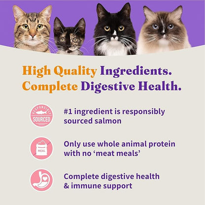 Halo Holistic Kitten Food, Wild Caught Salmon &amp; Whitefish Recipe, Grain Free Dry Cat Food, Complete Digestive Health, 10 lb Bag