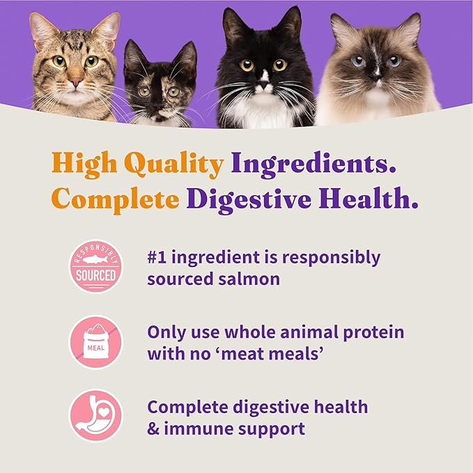 Halo Holistic Kitten Food, Wild Caught Salmon &amp; Whitefish Recipe, Grain Free Dry Cat Food, Complete Digestive Health, 6 lb Bag