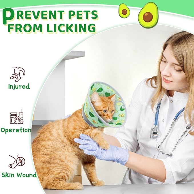 Cat Cone Collar Soft to Stop Licking, Adjustable, Foldable Lightweight Kitten Cones After Surgery Recovery for Cats &amp; Kittens, Cat Cone Alternative (Light Green, S)
