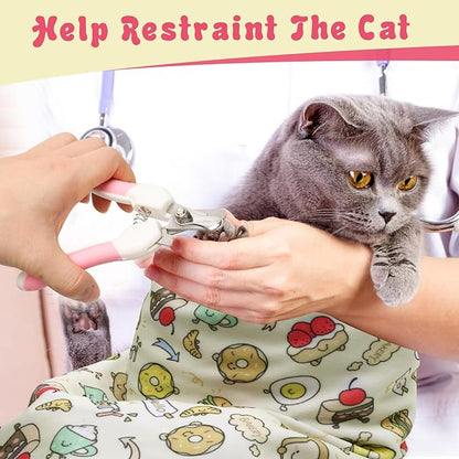 4p Cat Wrap for Cutting Nails Set, Self-Adhesive Cat Wrap Comfortable &amp; Soft Cat Grooming Wrap Suitable for Many Cat Sizes Cat Burrito Wrap for Trimming Nails