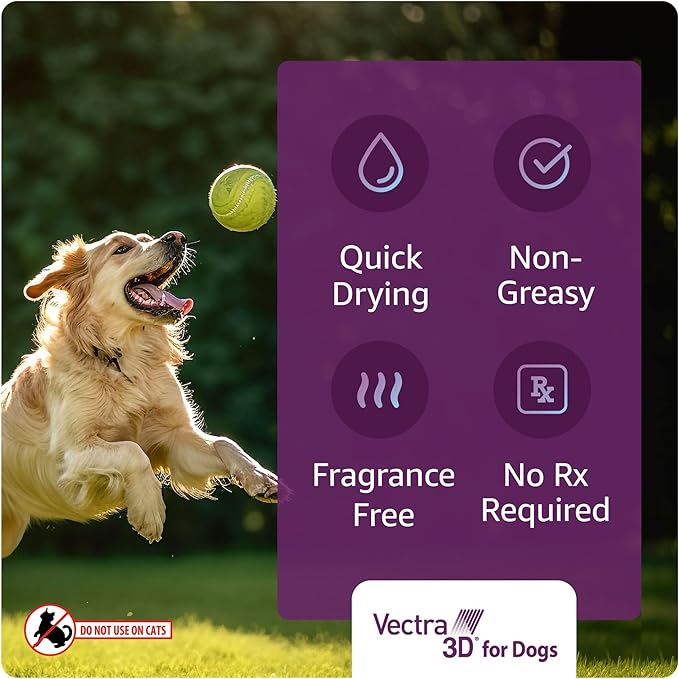 Vectra 3D for Dogs Flea, Tick &amp; Mosquito Treatment &amp; Prevention for Small Dogs (11 – 20 lbs) , 3 month supply