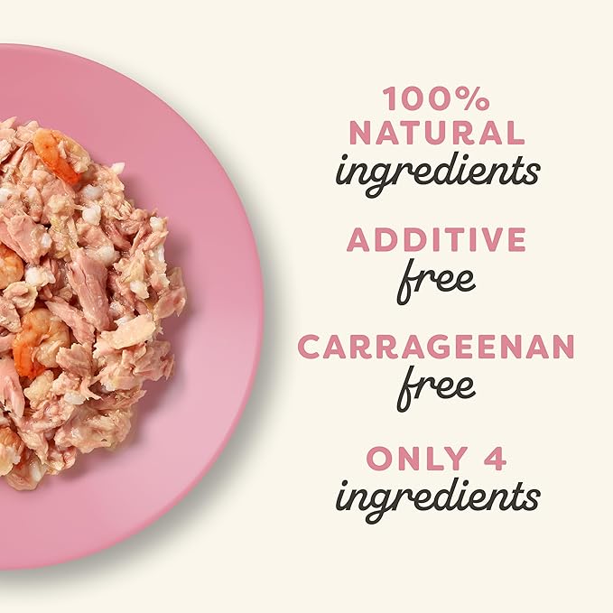 Applaws Natural Wet Cat Food in Broth, Limited Ingredient Canned Wet Cat Food, No Additives, Made with Natural Ingredients, Tuna Fillet &amp; Shrimp in Broth (6 x 5.5oz Cans)