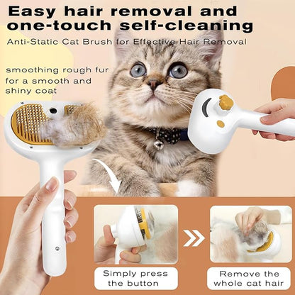 Pet Steam Brush for Dog &amp; Cat – 3-in-1 Spray Hair Removal Comb – Steam for Shedding &amp; Grooming – Water Brush for Long &amp; Short Haired Pets – Spritz Defur Comb – Includes Waterless Shampoo