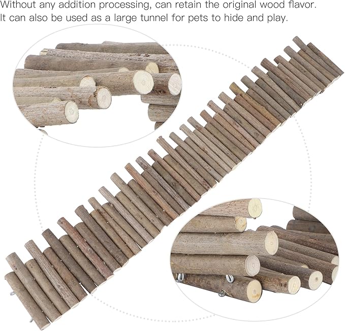 Flexible Hamster Wooden Bridge, 11.8In Hamster Fence, Wooden Sticks for Hamster Cage Decor And Platforms, Syrian Hamster Cage Accessories Wood