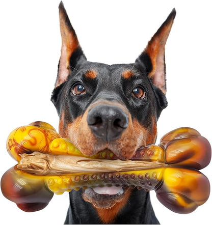 Dog Toys for Aggressive Chewers, Indestructible Dog Chew Toys for Large Medium Small Breed, Tough Nylon Interactive Durable Chew Toy Bone for Puppy Teething Toy Bacon Flavor, Best Gift&amp;Keep Them Busy
