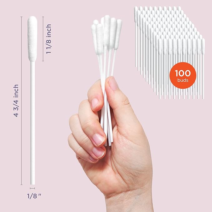 Cotton Swabs for Dogs and Cats - Cat &amp; Dog Ear Cleaner Long Cotton Swab - Extra Long Stick, Cat &amp; Dog Ear Cleaning Kit for Puppies and Pets, Multipurpose Pet Cotton Swabs for Ears (100 Buds)