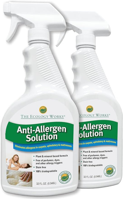 Solution - Plant-Based Dog &amp; Cat Dander Remover Spray and Dust Mite Waste Reducer for Relief from Allergies - For Cleaning Home, Bedding, &amp; Furniture Naturally