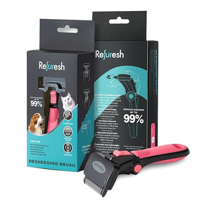 Deshedding Dog Brush for Long Hair (Small,Pink) – Gentle Deshedding tool for Dogs &amp; Cats – Reduces shedding, without damaging topcoat. Removes Loose Fur &amp; Dead Undercoat.