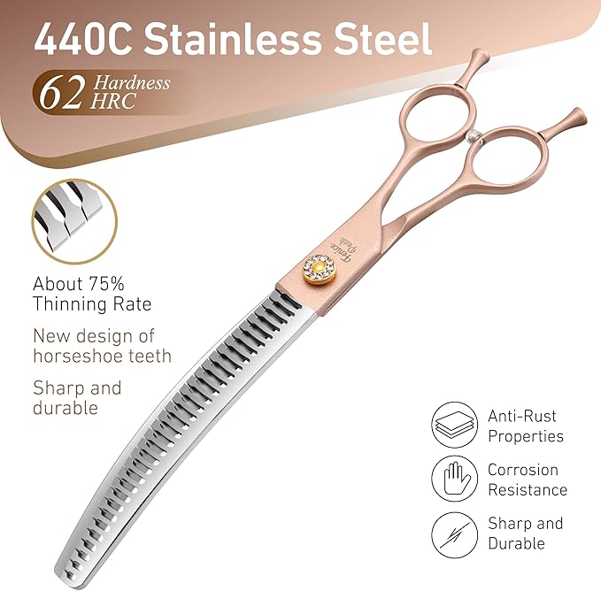 Fenice Peak Professional Curved Chunker Dog Grooming Scissors 8.0&