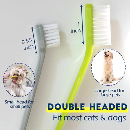 200 Pcs Dog Toothbrush Cat Tooth Brushes Bulk, Double Sided Brushing Kit, Teeth Cleaning Kit Soft Bristles Long Handle, Pet Tooth Brush for Small to Large Dog, Cat, Puppy &amp; Kitten, 10 Colors