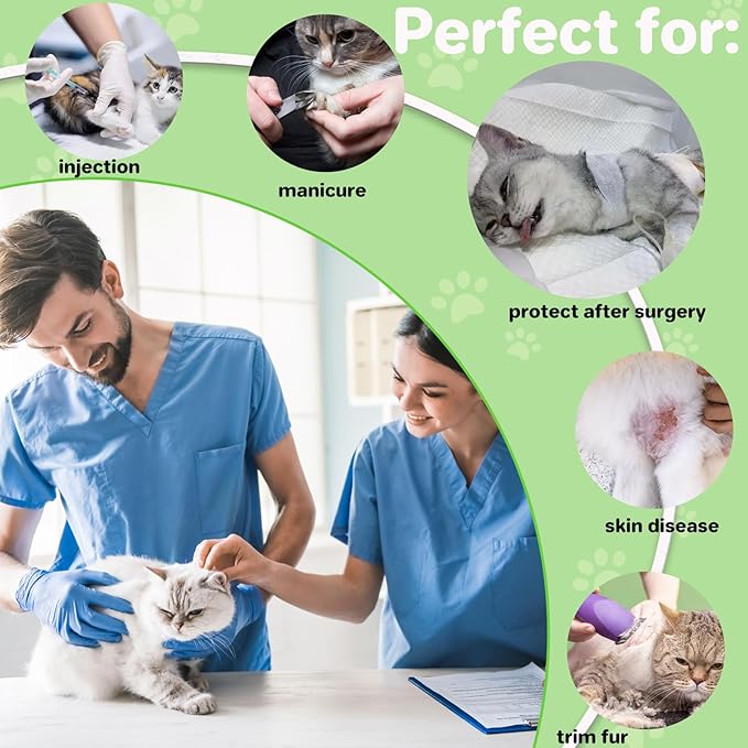 Soft Cat Cone Collar for Cats– Adjustable Lightweight Recovery E-Collar to Stop Licking, Scratching &amp; Biting After Surgery, Comfortable Wound Healing Cone Alternative (Green, L)