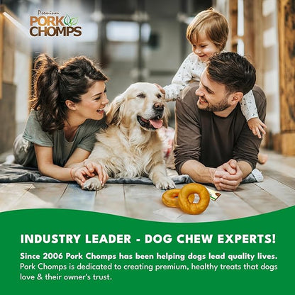 Pork Chomps Roasted Pork Skin Dog Chews, 3-inch Donuts, 2 Count (Pack of 2)