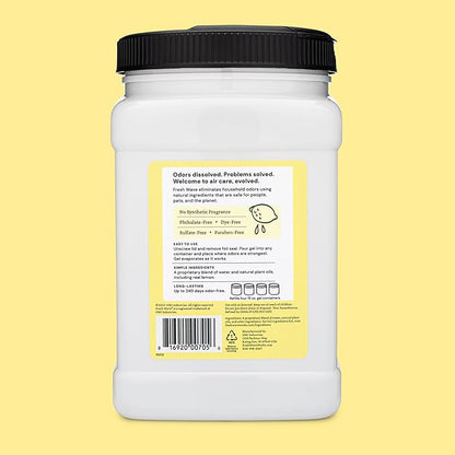 Fresh Wave Lemon Odor Removing Gel Refill, 63 oz. - Safer Odor Absorbers for Home, Natural Plant-Based Odor Eliminator, Every 15 oz. lasts 30-60 Days, For Cooking, Trash &amp; Pets