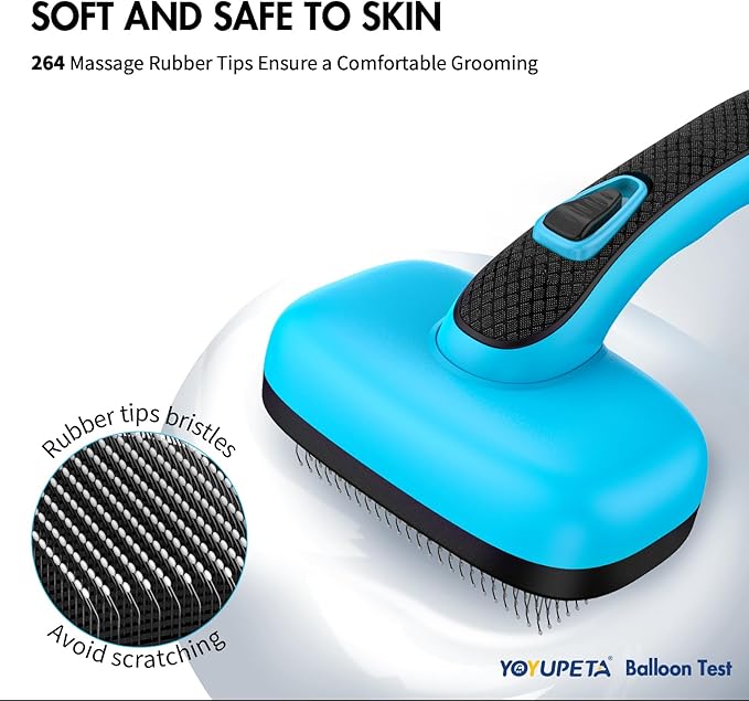 3 PCS Dog Grooming Brush Kit – Self Cleaning Slicker Brush for Shedding Short &amp; Long Haired Dogs &amp; Cats. Removes Loose Fur, Undercoat, Mats, Tangles for Small, Medium &amp; Large Pets. Blue