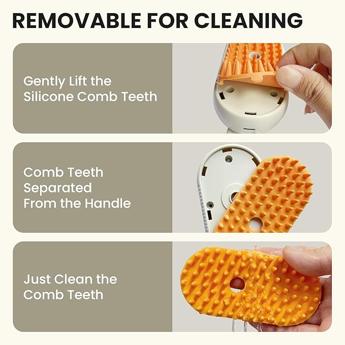 Cat Steam Brush for Shedding, Pet Steam Brush for Cats and Dog, 4 in 1 Rechargeable Cat Hair Brush, Spray Anti-Static, Massage, Cleaning, Shedding &amp; Combing All In One, for Long &amp; Short Haired Pets!