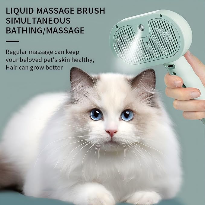 3-in-1 Steam Brush for Cats - Self Cleaning Cat Brush with Anti-Static &amp; Shedding Control, Rechargeable Pet Grooming Tool for Long/Short Hair Cats &amp; Dogs(White)
