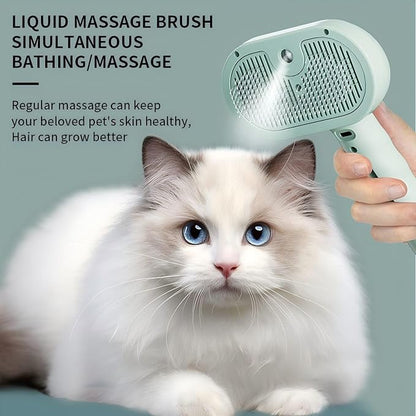 3-in-1 Steam Brush for Cats - Self Cleaning Cat Brush with Anti-Static &amp; Shedding Control, Rechargeable Pet Grooming Tool for Long/Short Hair Cats &amp; Dogs(White)