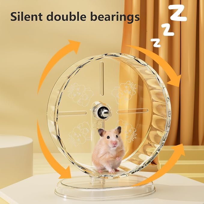 Silent Hamster Wheel – 8.3 Inch Syrian Hamster Running Wheel, Anti-Skid &amp; Height Adjustable, Easy to Clean (8.3inch)