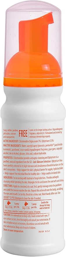 Douxo S3 Pyo Mousse, Contains 3% Chlorhexidine &amp; 0.5% Ophytrium, Antiseptic &amp; Hydrating, for Bacterial or Yeast Skin Infections, for Dogs, 5.1 fl. oz. (150mL)