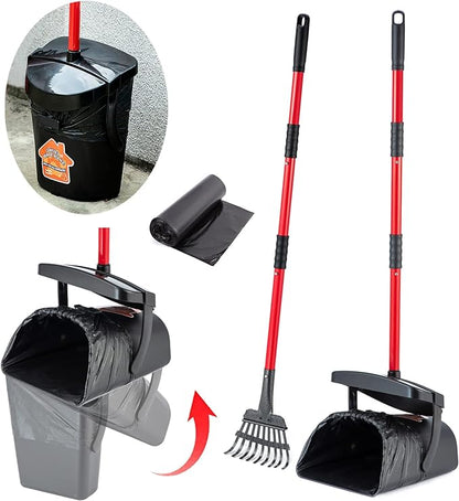 Pooper Scooper Large Swivel Bin &amp; Rake for Large &amp; Small Dogs Non-Breakable Dog Poop Scooper with 20 Waste Bags Easy to Clean Pet Waste Use on Grass, Dirt or Gravel - Pet Supplies
