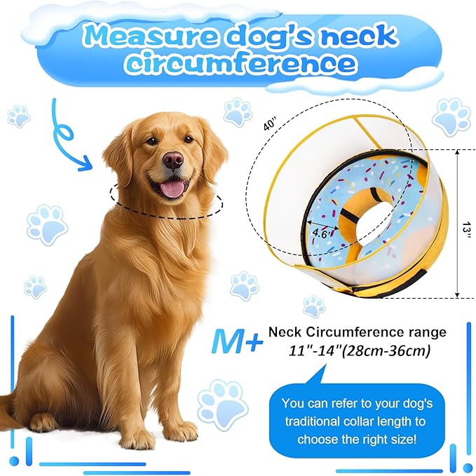Inflatable Dog Cone Collar with Detachable Enhanced Anti-Licking Shield, Soft Neck Donut Collar for Dogs After Surgery, Adjustable Dog Cone Alternative for Large Medium Small Dogs &amp; Cats