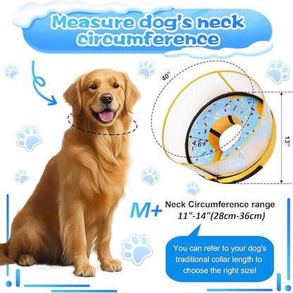 Inflatable Dog Cone Collar with Detachable Enhanced Anti-Licking Shield, Soft Neck Donut Collar for Dogs After Surgery, Adjustable Dog Cone Alternative for Large Medium Small Dogs &amp; Cats