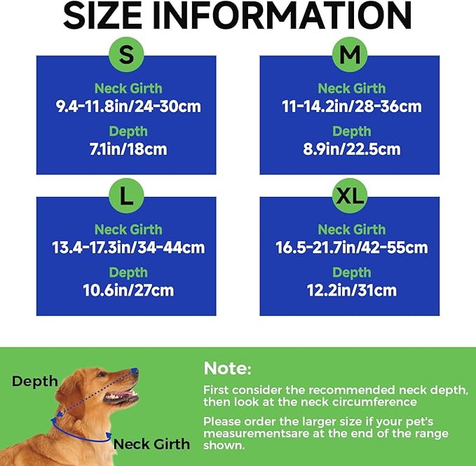 Dog Cone Collar M, Soft Cones for Large Medium Small Dogs,Adjustable Dog Cone Alternative to Stop Licking, Comfy Elizabethan Collar for After Surgery Wound Healing &amp; Hot Spots Blue