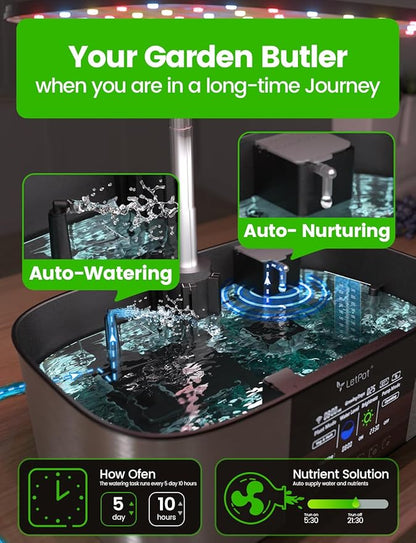LetPot LPH-Max Hydroponics Growing System Kit, 21 Pods APP &amp; WiFi Automatic Controlled Smart Indoor Garden with 36W LED Grow Light, Auto Drip Irrigation Kits, Self-Managed Nurturing &amp; Watering