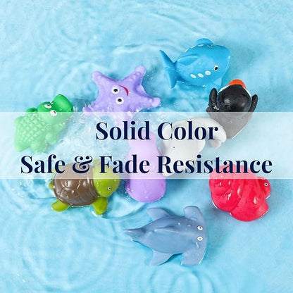 XY-WQ Bath Toys No Hole, for Infants&amp; Toddlers, No Hole Bathtub Toys (Sea Animals Ⅱ, 9 Pcs with Mesh Bag)