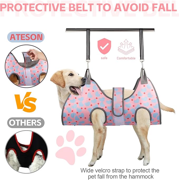 Dog Grooming Hammock for Small Dogs &amp; Cats, Dog Grooming Harness for Nail Trimming, Pet Grooming Sling Helper with Nail Clippers/Nail Trimmers