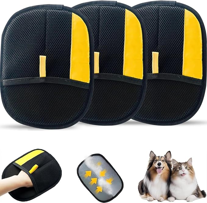 Pet Hair Removal Glove for Cats &amp; Dogs,Upgrade Efficient Grooming Gloves for Pet Hair,Home UseReusable Cat &amp; Dog Hair Remover for Couch, Furniture, Carpet, Curtain(3pcs)