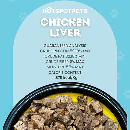 hotspot pets Freeze Dried Chicken Liver Treats for Cats &amp; Dogs -1LB Big Bag-Made in USA- Single Ingredient All Natural, Grain-Free - Perfect for Training, Food Topper or Snack