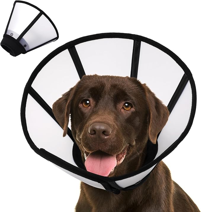 KOESON Dog Cone XL, Soft Cones for Large Dogs, Lightwieght and Clear Dog Collars &amp; Cones to Stop Licking After Surgery, Breathable Pet Recovery Cones E-Collar for Extra Large Dogs, Black XL