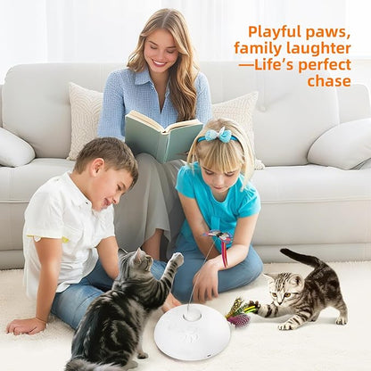 Cat Toy 3in1 Automatic Interactive Wand Toy for Indoor Cats,Moving Butterfly&amp;Glowing Feathers Speedy Tail,Rechargeable Cat Enrichment Toys for Kittens