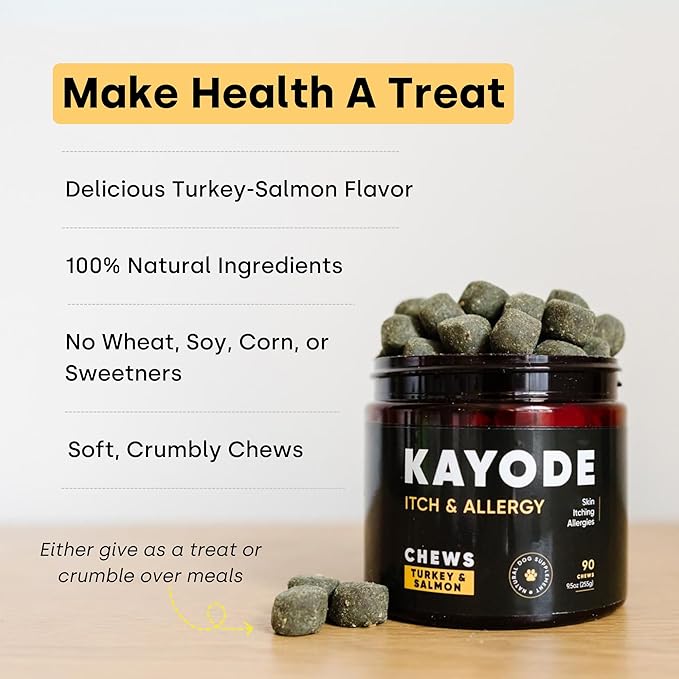 Kayode Itch &amp; Allergy - Natural Dog Allergy Chews with Advanced Itch Relief. Premium Colostrum &amp; Bee Pollen for Dog Allergies. Natural Alternative to Allergy Medicine