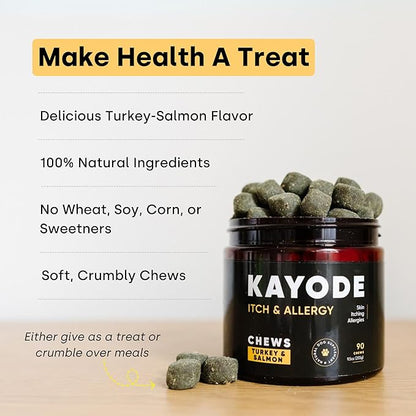Kayode Itch &amp; Allergy - Natural Dog Allergy Chews with Advanced Itch Relief. Premium Colostrum &amp; Bee Pollen for Dog Allergies. Natural Alternative to Allergy Medicine