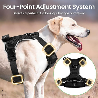 Light Up Dog Harness,Reflective Pet Harness Rechargeable,Led Dog Vest Harness for Night Walking,Adjustable Dog Safety Vest for Small Medium Large Dogs-No Pull,Black,M