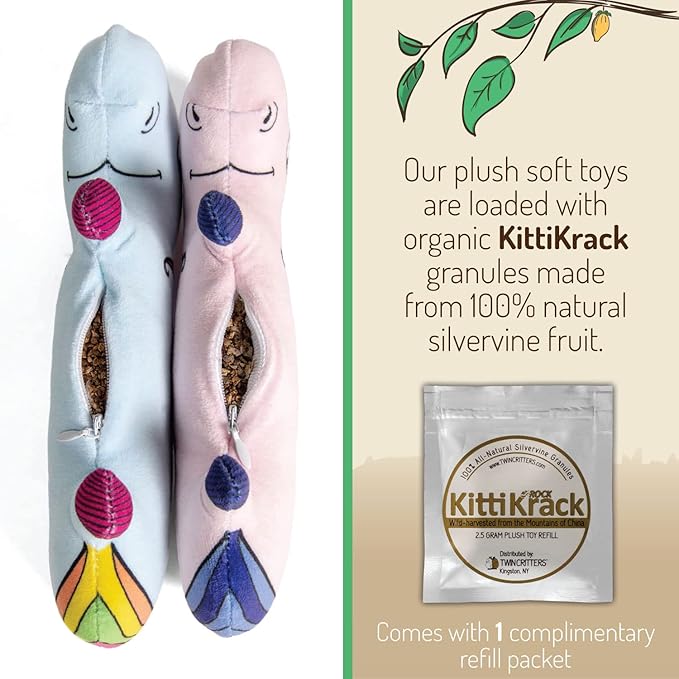 Silvervine Unicorn 2-Pack Organic Catnip Substitute Toys for Cats &amp; Kittens | 100% All-Natural Wild Harvested | 2 Refillable Unicorn Kicker Cat Toys