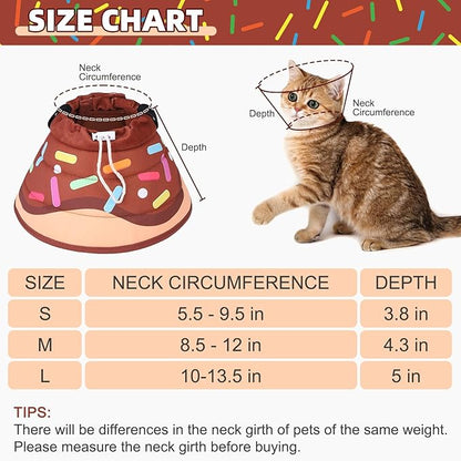 KOOLTAIL Cat Cone Collar Soft, Adjustable Cat Cones to Stop Licking, Foldable Donut Water Resistant Pet Recovery Neck E Collars After Surgery, Kitten Elizabethan Collar for Small to Large Cats,Brown S