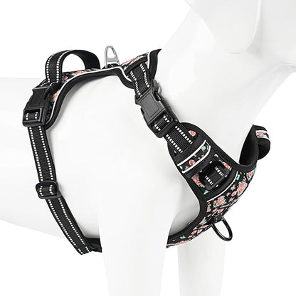 Timos No Pull Dog Harness,NO Need Go Over Dogs Head 3 Snap Buckles Reflective Oxford No Choke Harness with Front&amp;Back 2 Metal Leash Clips Soft Padded for Small Medium Large Dogs,X-Large (Pack of 1)
