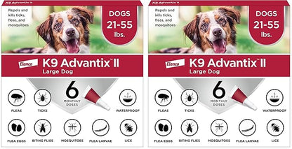 K9 Advantix II Large Dog Vet-Recommended Flea, Tick &amp; Mosquito Treatment &amp; Prevention | Dogs 21-55 lbs. | 6-Mo Supply (Pack of 2)