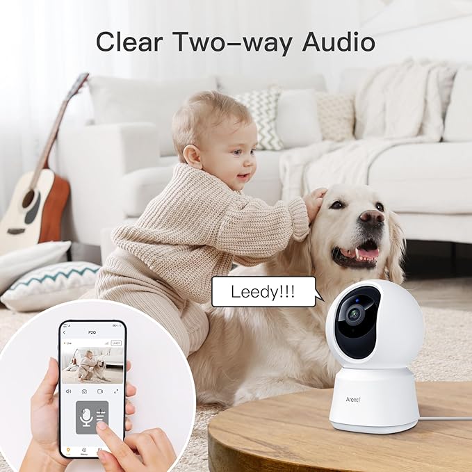 ARENTI 5G Indoor Security Camera, 4MP Pet Camera with Speaker for Dog/Cat, Baby Monitor with Phone App, Dual-Band WiFi, Auto Tracking, Super Night Vision, 2-Way Talk, Cloud &amp; SD Card Storage(P2Q 2PC)
