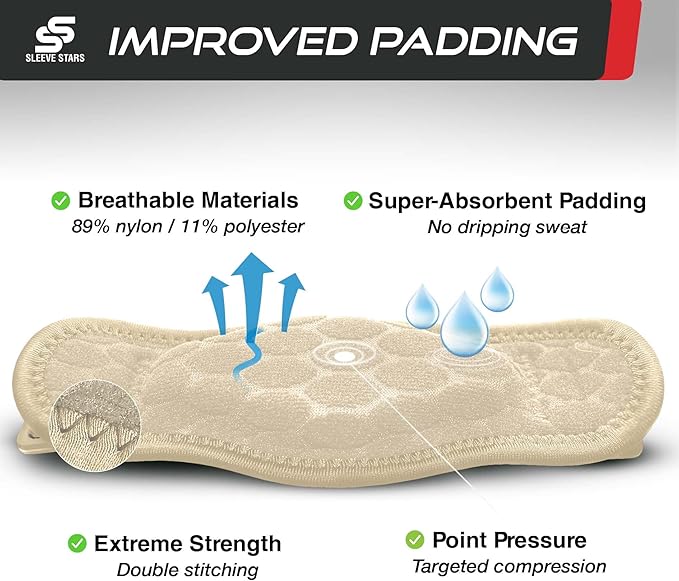 Sleeve Stars Tennis Elbow Brace for Men &amp; Women, Tendonitis Elbow Brace &amp; Strap Golfers Elbow Brace Counterforce Band for Tendon Pain Relief &amp; Support for Forearm w/ 3 Straps Fits 9-23" (Single) (2, Beige, One Size)