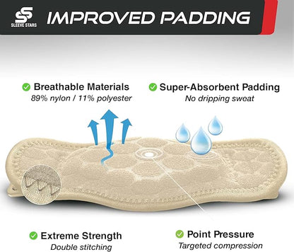 Sleeve Stars Tennis Elbow Brace for Men &amp; Women, Tendonitis Elbow Brace &amp; Strap Golfers Elbow Brace Counterforce Band for Tendon Pain Relief &amp; Support for Forearm w/ 3 Straps Fits 9-23" (Single) (2, Beige, One Size)
