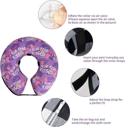 CuteBone Inflatable Dog Neck Donut with Removable Soft Fleece Covers for Small/Medium/Large Dogs and Cats After Surgery GWB06XL