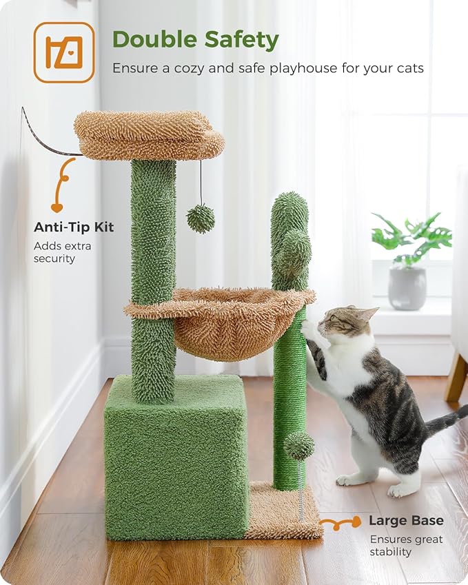 PEQULTI 4-in-1 Cactus Cat Tree, 33&