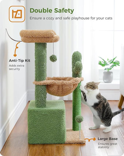 PEQULTI 4-in-1 Cactus Cat Tree, 33&