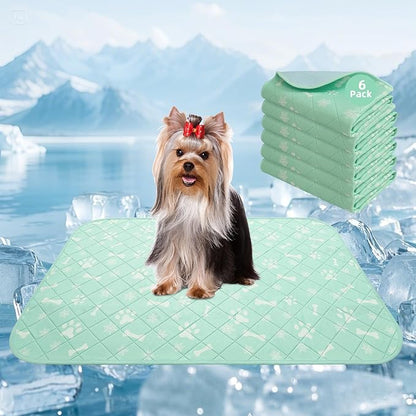 Homimp Self-Cooling Mat for Dogs, 6 Pack Washable Cooling Mat &amp; Sleeping Pad, Reusable Waterproof Dog Pee Pads, Non-Toxic, Non-Slip Potty Pads for Whelping Litter Mat Puppy Supplies in Summer, 16"x20"