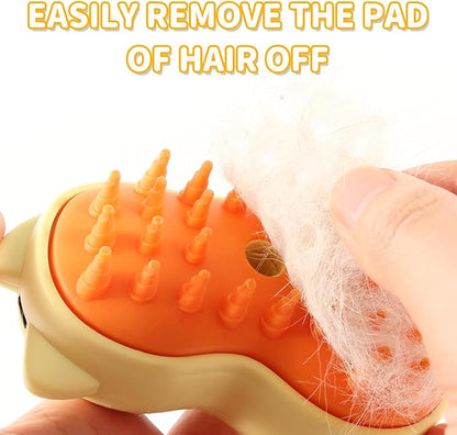 Rechargeable 3in1 Self-Cleaning Cat &amp; Dog Deshedding Brush with 2 Gears for Long &amp; Short Hair - Yellow