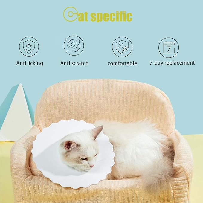 4Pcs Soft Cat Cone, Collar for Cats to Stop Licking, Lightweight, Disposable &amp; Hygienic with Weekly Throwing Design, Multiple Wearing Methods (S/M/L)